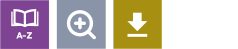 Icons for dictionary, magnify and download text..