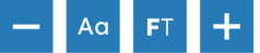 Icons to decrease font size, change font, focus text, increase font