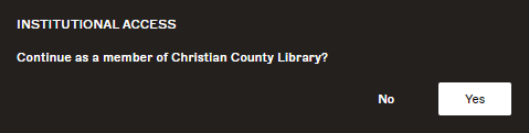 Confirmation popup about being a part of Christian County Library.